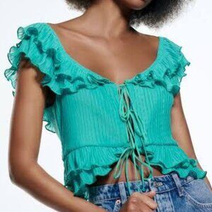 Zara Ruffle Tie-Front Top